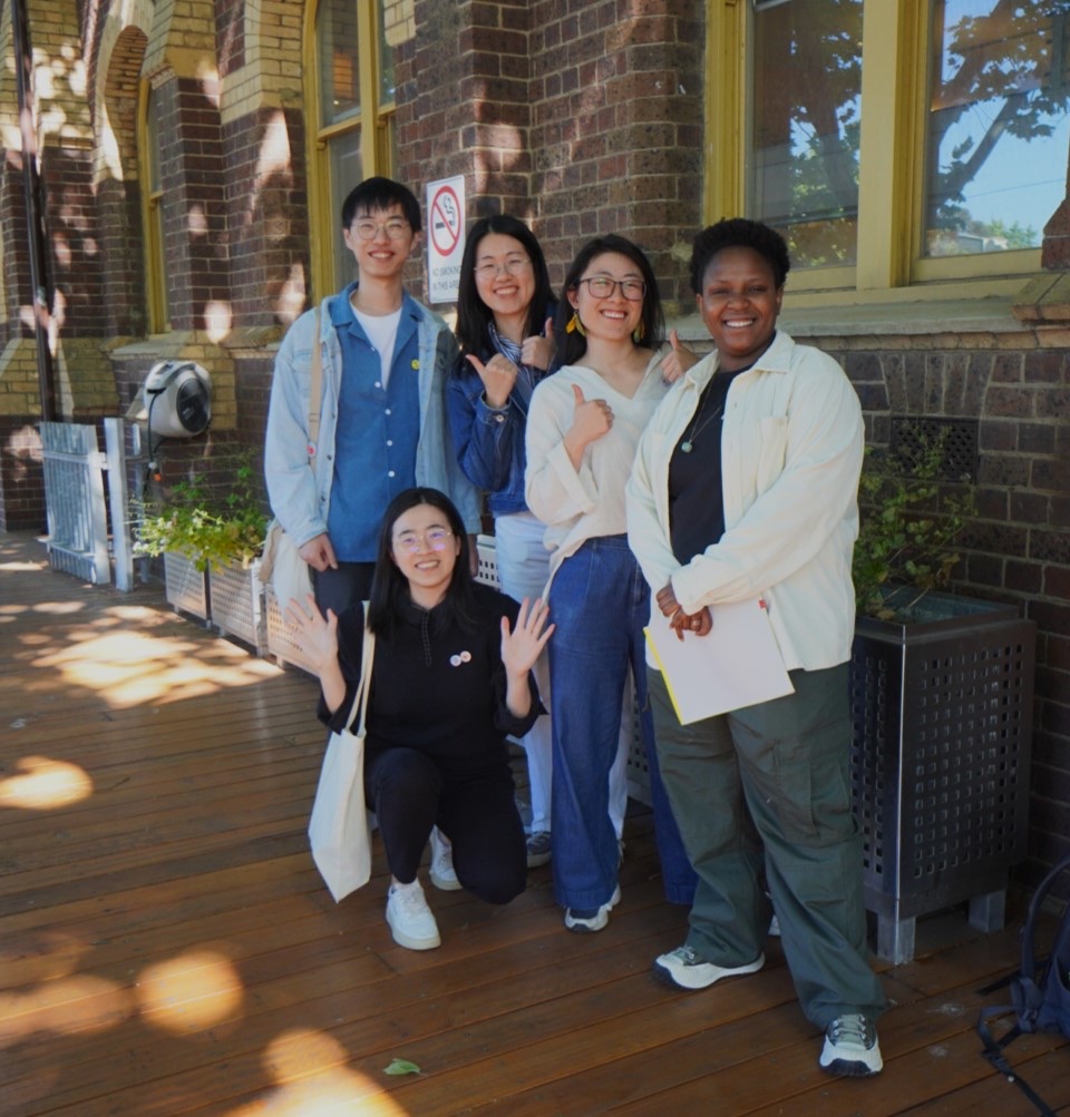 A small group of volunteers outdoors